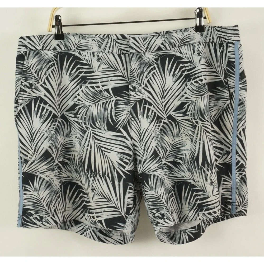 Fair Harbor Lined Drawstring Adjustable Hybrid Shorts Men's 36 White Floral Swim